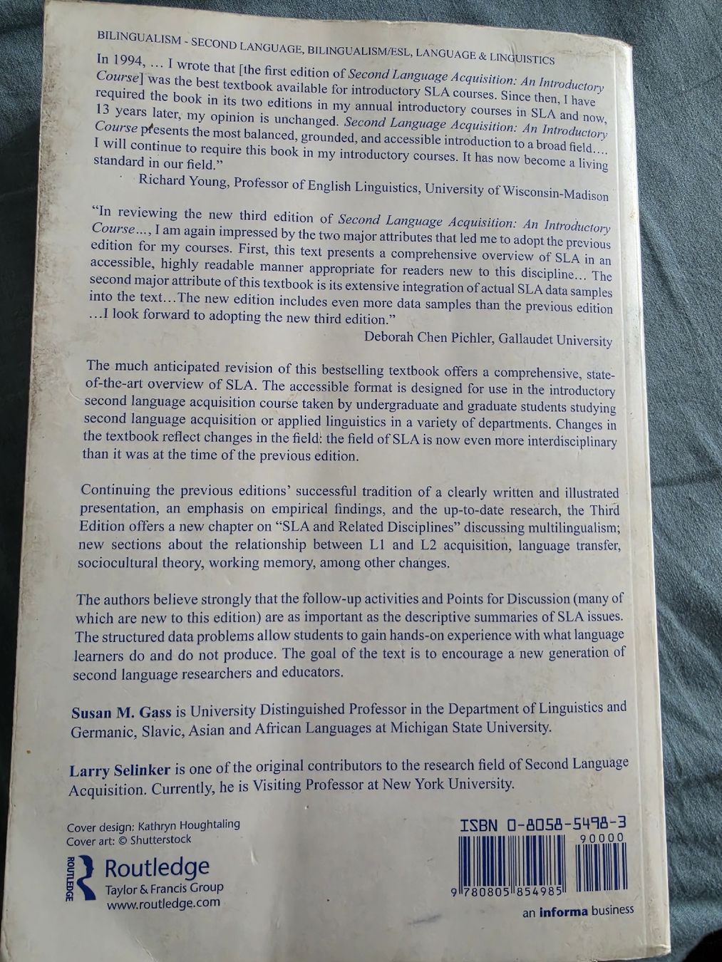 Livres: Second Language Acquisition, S. Gass & L.Selinker, Gebraucht – D'occasion à Oberbipp par tori17 1