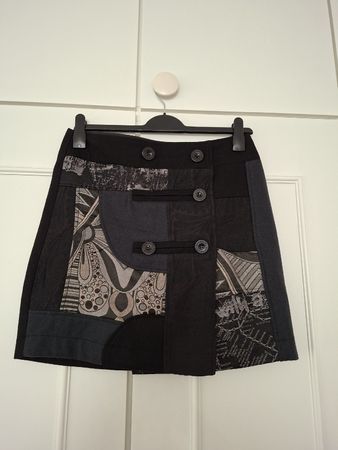Jupe Desigual patchwork asymétrique – Taille 40 – Bohème Y2K