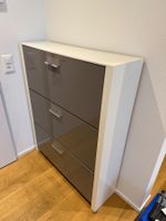 Schuhschrank 3 Klappen weiss/grau glanz guter Zustand