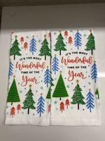 2X Christmas Kitchen Towels "Wonderful Time" NEW