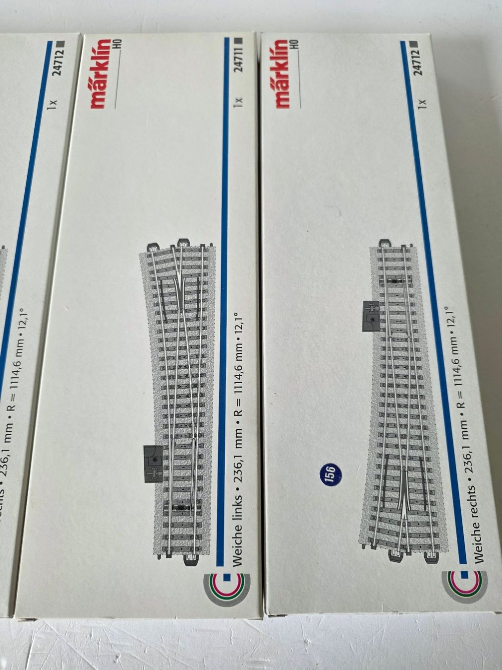 Märklin Modellini di ferrovie: 2 Paar schlanke Weichen mit Antrieb, 24711/712 – Usato da Seuzach venduto da Loeckeli01 2