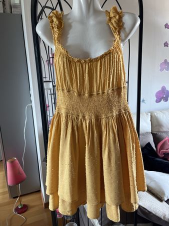 Robe bohème plumetis CHICME jaune, taille M ☀️