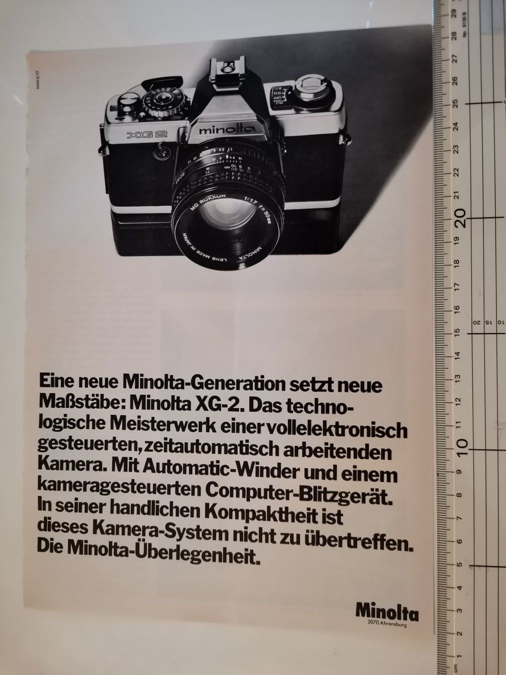 Poster & Bilder: Minolta Kamera Werbung, September 1977 – Gebraucht aus Liestal von
