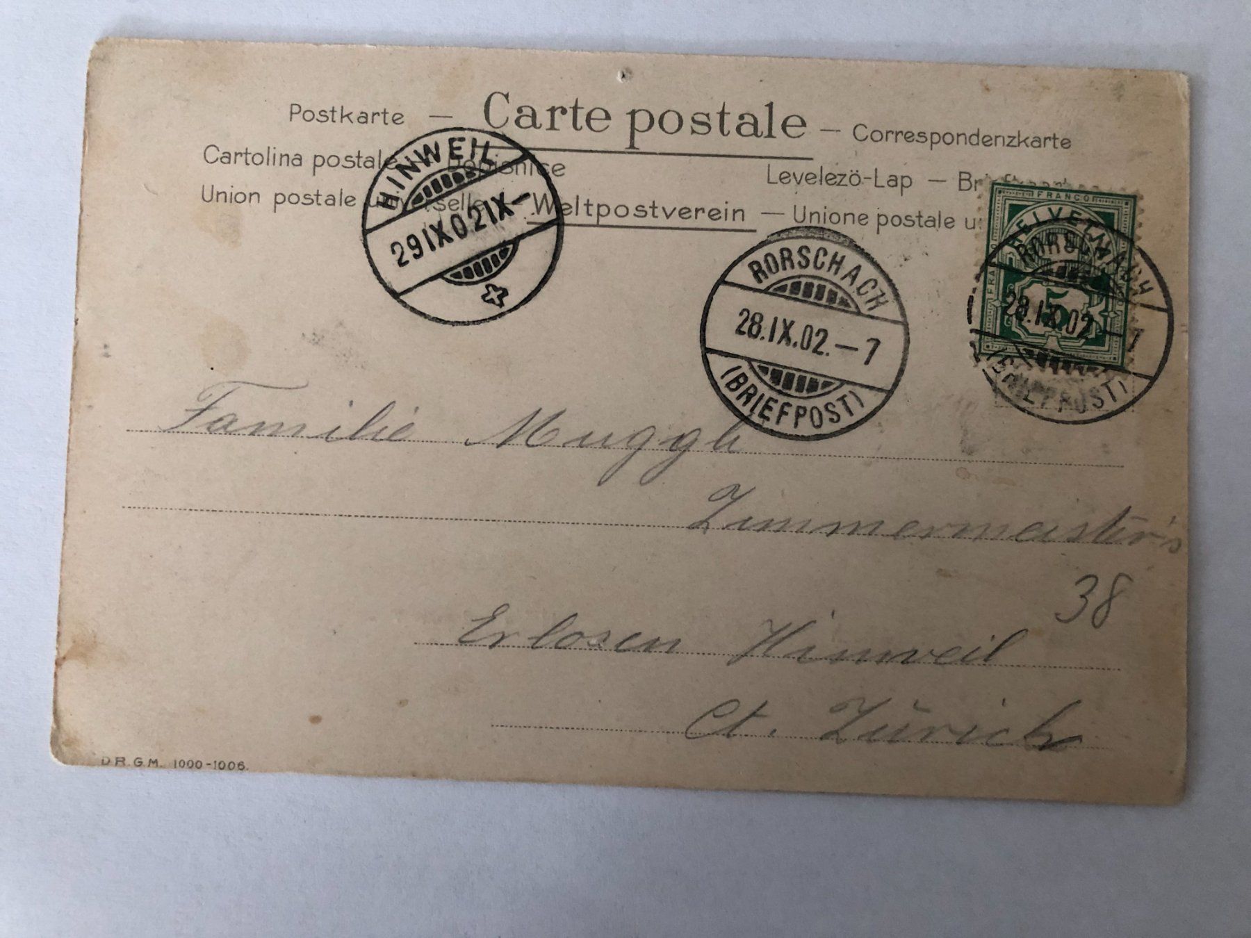 Cartoline postali: Rorschach -  Hafen und neue Post 1902 – Usato da Pfäffikon ZH venduto da Waltoversand 1