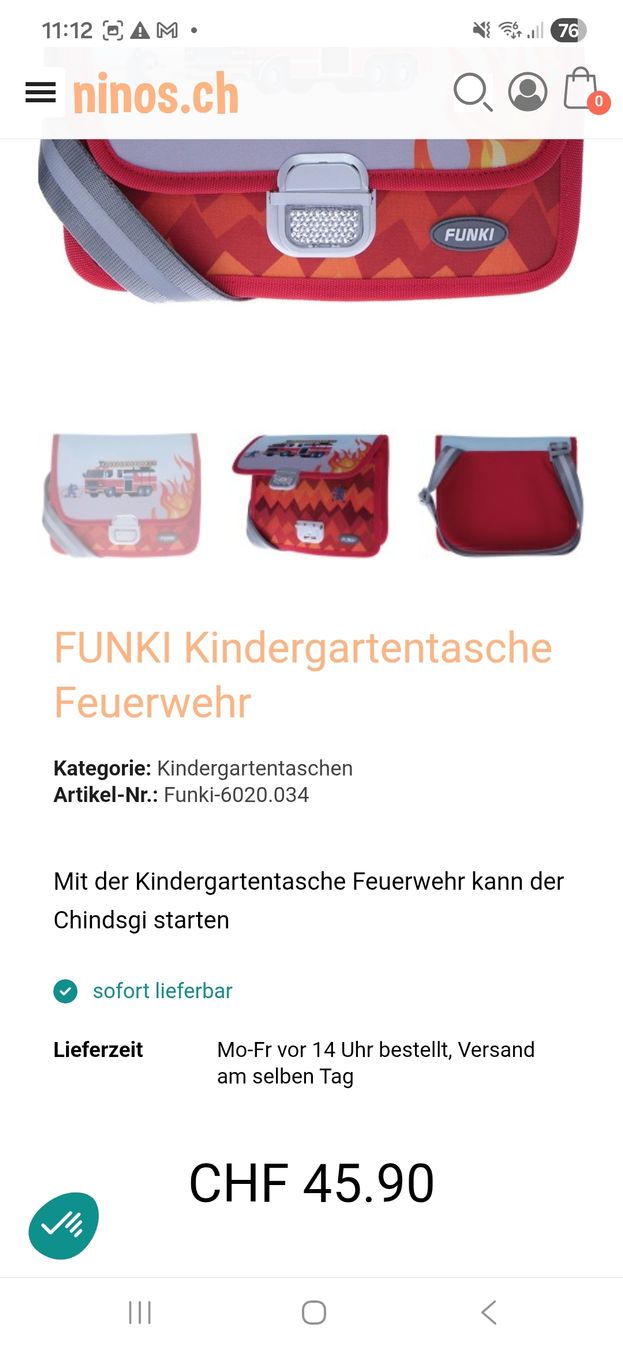 Funki Borse & Zaini: Kindergartentasche Funki Feuerwehr – Usato da Davos-Dorf venduto da Bpelikan 6