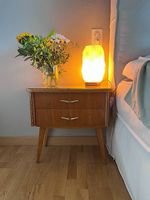 Nachttische 50er Glasplatte, Paar, Mid Century, Top Zustand