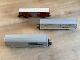 3 Märklin Güterwagen SBB "Gbs" - "Hbiqss-tz" - "Hbils"