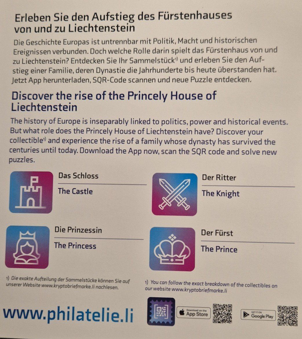 Alle Briefmarken: Lichtenstein, Crypto Stamp Blockchain 4.2, "DER RITTER" ** – Neu (gemäss Beschreibung) aus St. Moritz von Guenteratch 2