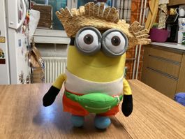 Minion Stofftier mit Strohhut guter Zustand