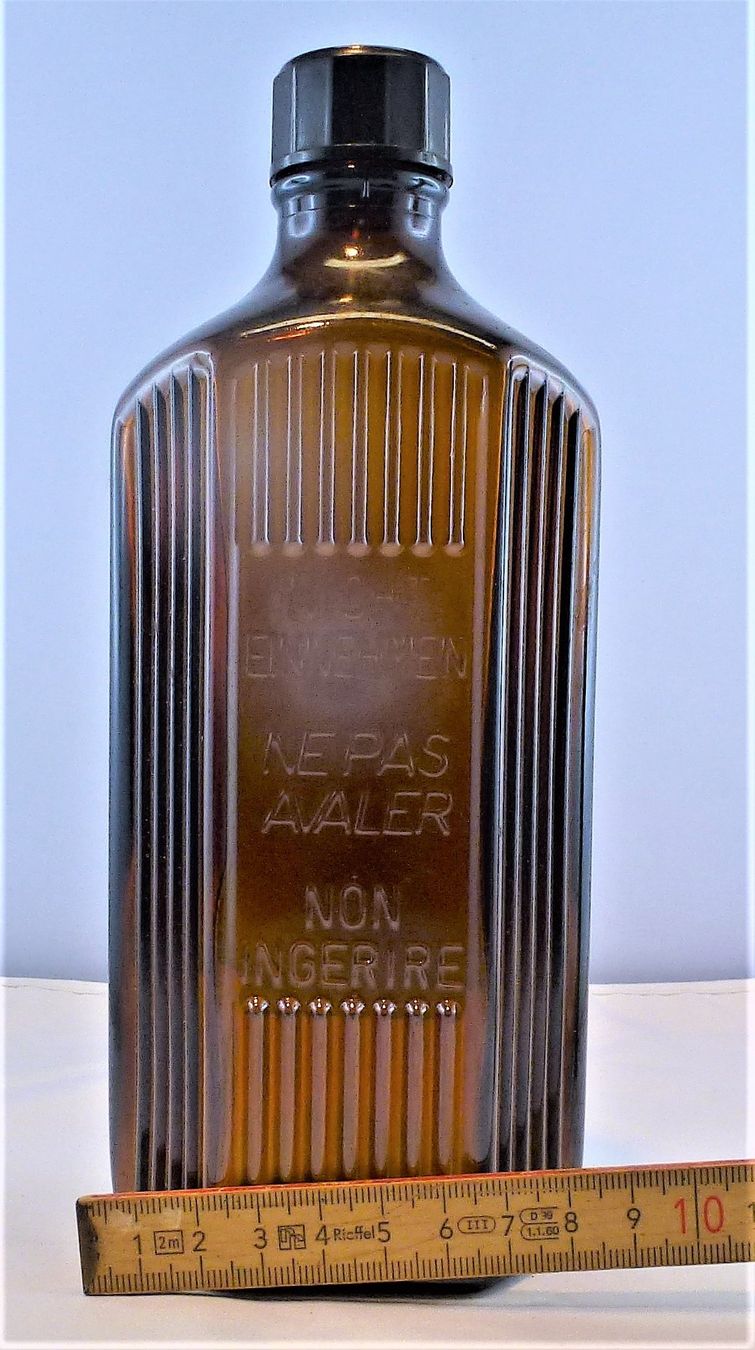 Accessori da laboratorio: Dunkel-Braune Apotheker-Glasflasche – Usato da Murgenthal venduto da B.StM 2