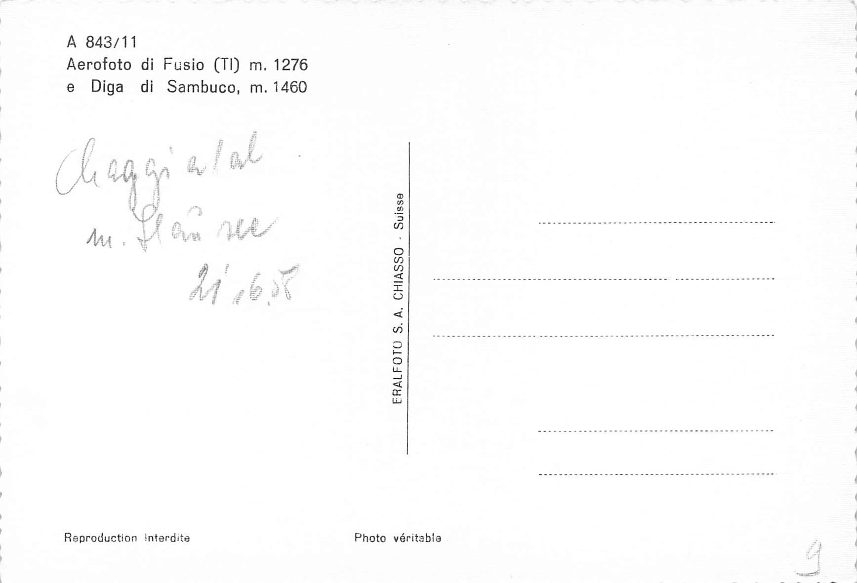 Cartoline postali: Aereo foto Fusio Diga – Usato da Biasca venduto da Blenio71 1