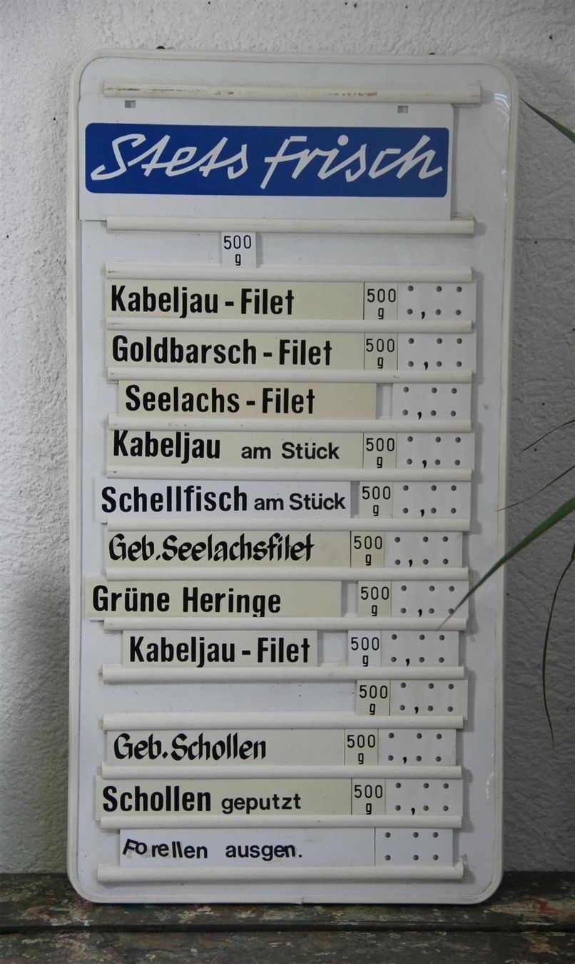 Insegne: Preisschild "Fisch" 75 x 50 cm – Usato da Birrwil venduto da brandschatz_birrwil 2