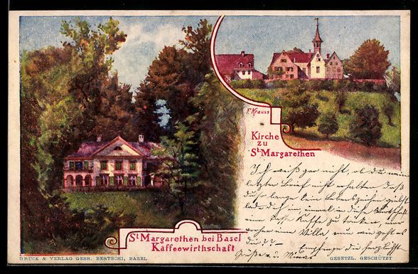 Cartoline postali: St. Margarethen bei Basel, Gasthaus Kirc – Usato da Berlin venduto da bartko-reher