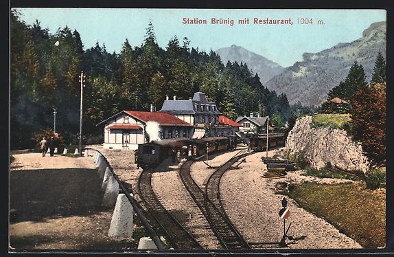 Cartes postales: AK Brünig, Bahnhof mit Restaurant – D'occasion à Berlin par bartko-reher