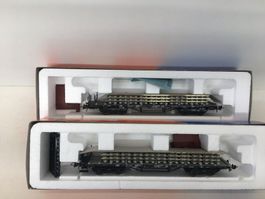 Spur H0 Roco DB 2er Set 46492 Flachwagen mit Gleisen