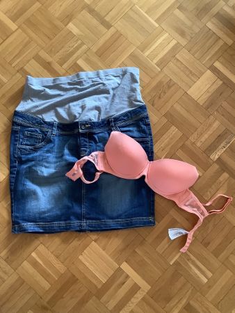 Schwangerschafts- Jeans-Jupe und Still-BH /Gr. 40/80B