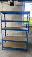 Regal blau Metall Holzbretter 5 Ebenen guter Zustand