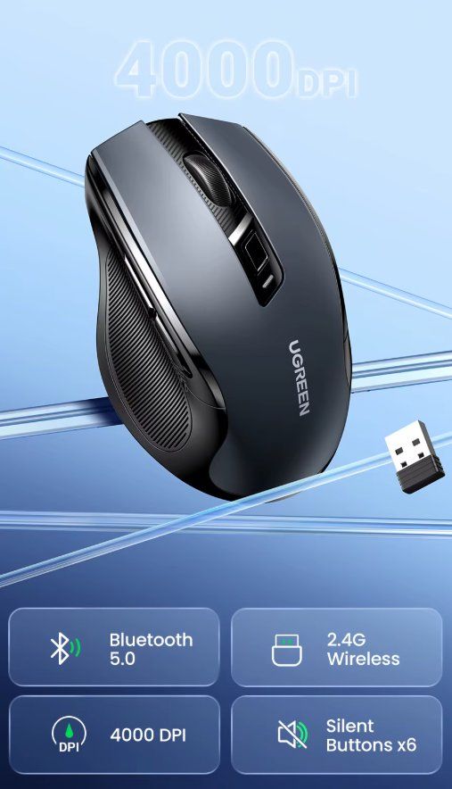 Mouse: UGREEN Bluetooth & 2,4G Dual-Mode Wireless Maus Mouse – Nuovo e nell'imballaggio originale da Romanshorn venduto da pfimex 1