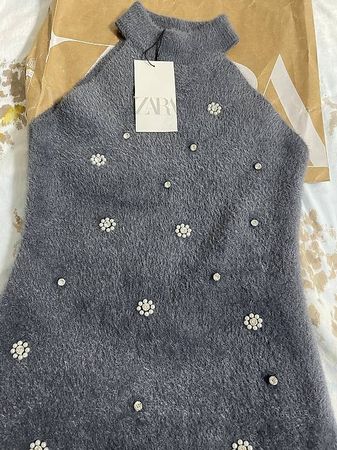 Zara Strickkleid Gr. M Perlen Glitzer neu