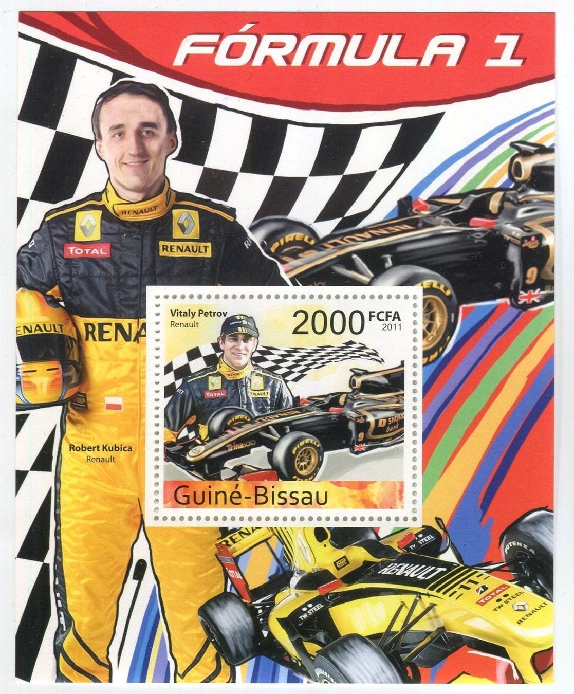 Tutti i francobolli: Block Formel 1. Witali Petrow. Guinea. – Nuovo e nell'imballaggio originale da Basel venduto da Butsch5