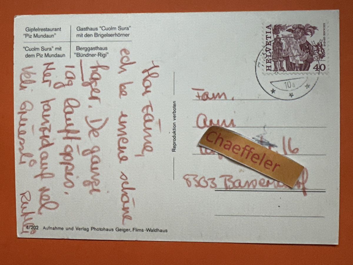 Cartes postales: Piz Mandaun – D'occasion à Zürich par Chaeffeler 1