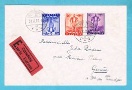 Eilbrief Pro Patria W2-W4 ab OSTERMUNDIGEN 31.X.36. Ab Fr.1!