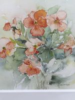 Aquarell, Stiefmütterchen , signiert.