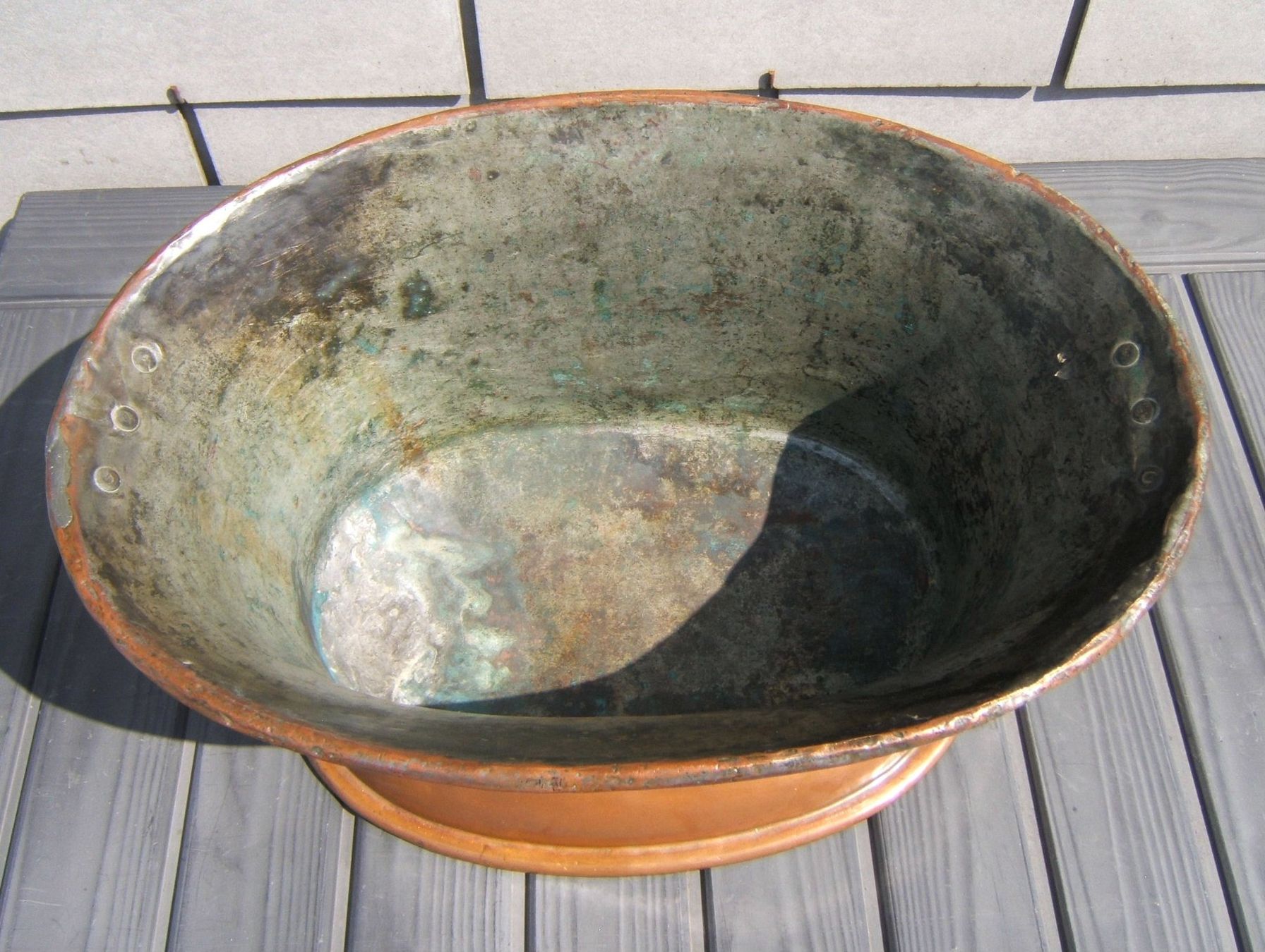 Pentole: GROSSER, ALTER KUPFER KESSEL MIT 2 GRIFFEN – Usato da Brunnen venduto da Nonne04 5