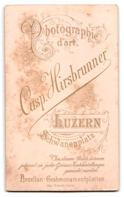 Fotografie & Manifesti: Fotografie Casp. Hirsbrunner, Luzern, Sc – Usato da Berlin venduto da bartko-reher 1
