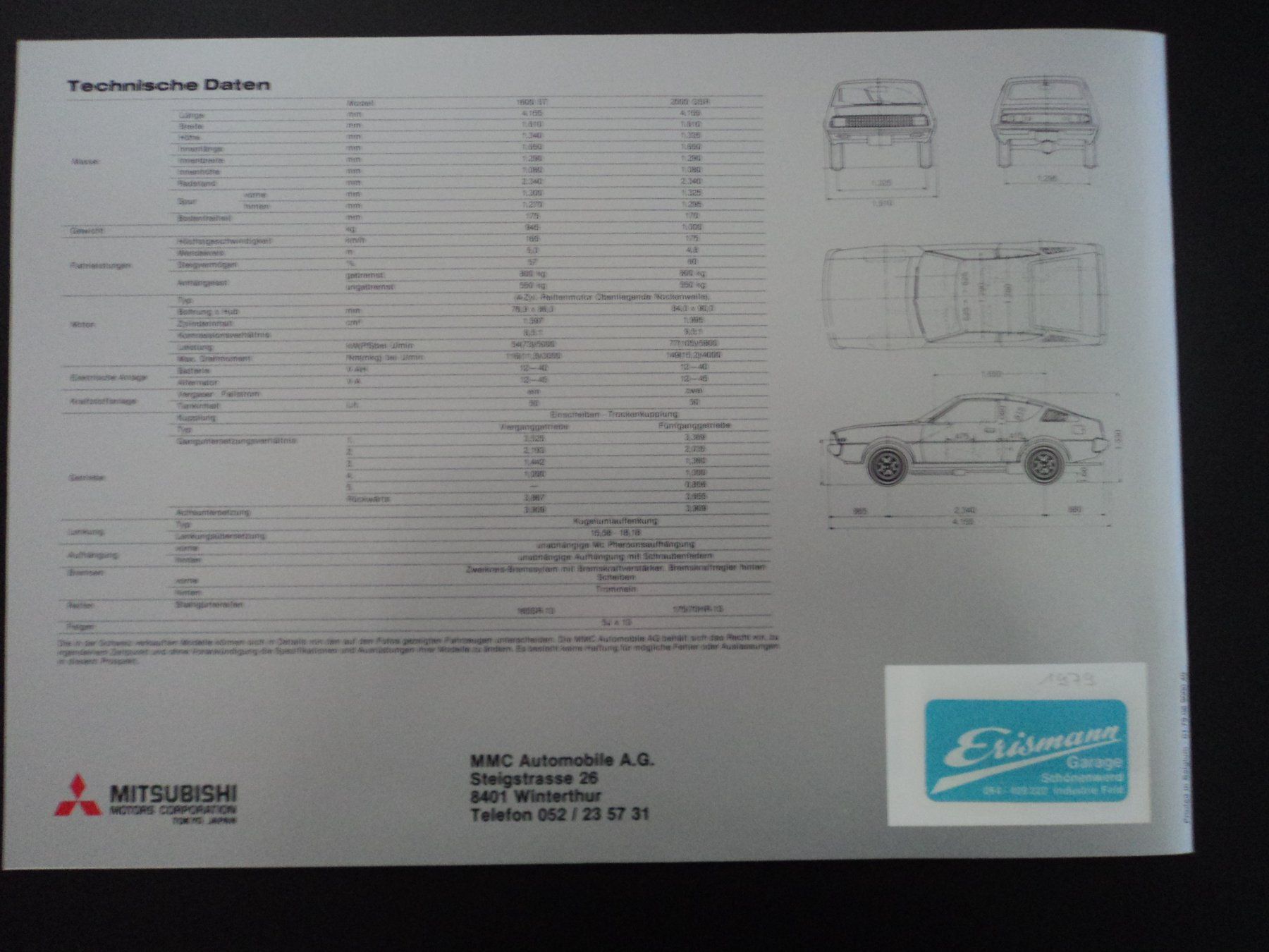 Mitsubishi Documenti: Prospekt Mitsubishi Celeste 1979 – Usato da Schwarzenburg venduto da modelCARama 9
