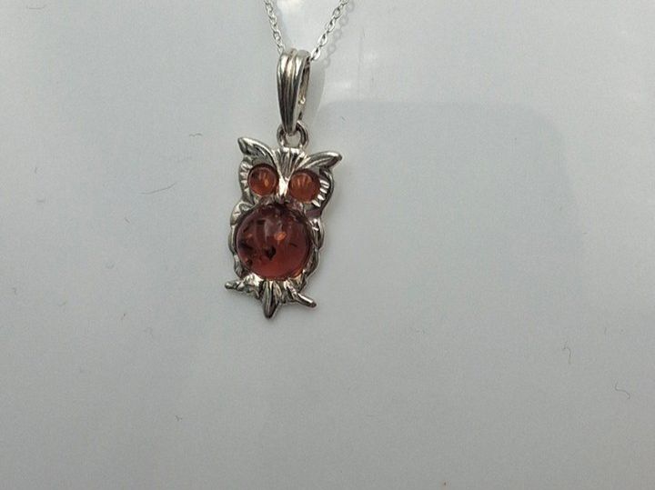 Ciondoli: Bernstein Eulen Anhänger 925 Silber Eulenanhänger Collier – Nuovo e nell'imballaggio originale da Heiligkreuzsteinach venduto da schmucktime 9