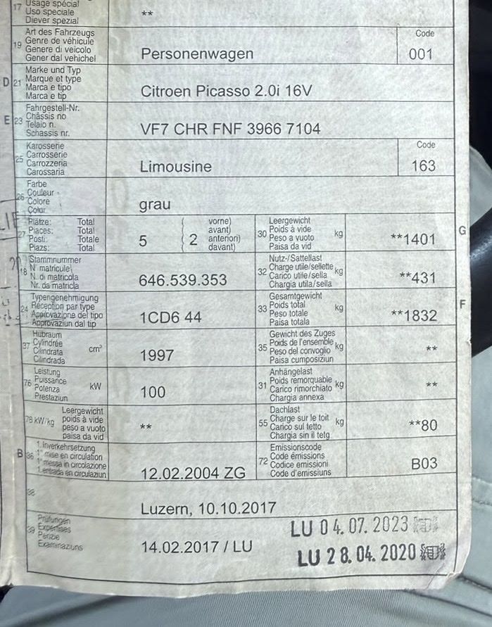 Citroën Autos: Citroen Picasso – D'occasion à Burg AG par Rl-2390 5