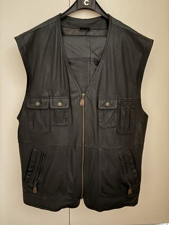 Leder Weste schwarz Grösse 52
