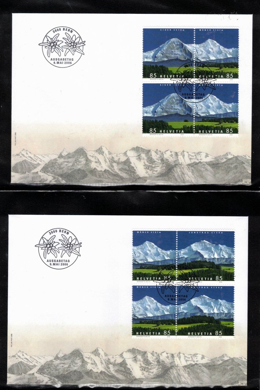 Alle Briefmarken: 2006 Bergpanorama  FDC 4er  aus ABO – Gebraucht aus Rheinau von loxis