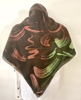 Silk Scarf,Foulard Seidentuch 100% Silk 88 x 88cm Grün-Braun