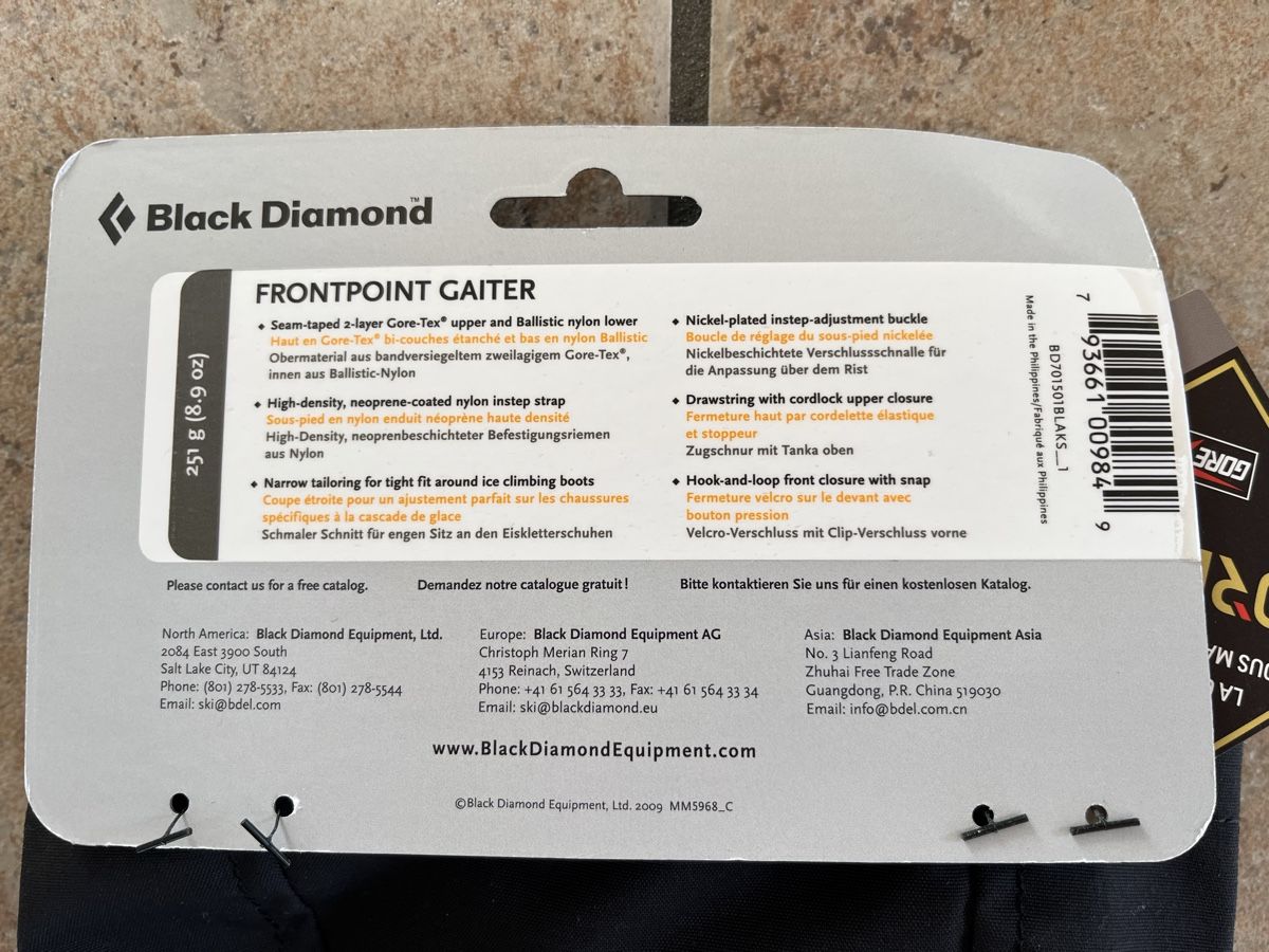 Black Diamond Stinchiere & Fasciature: Goretex Black Diamond Frontpoint Gaiter – Nuovo e nell'imballaggio originale da Leysin venduto da nevin.mccallum 4