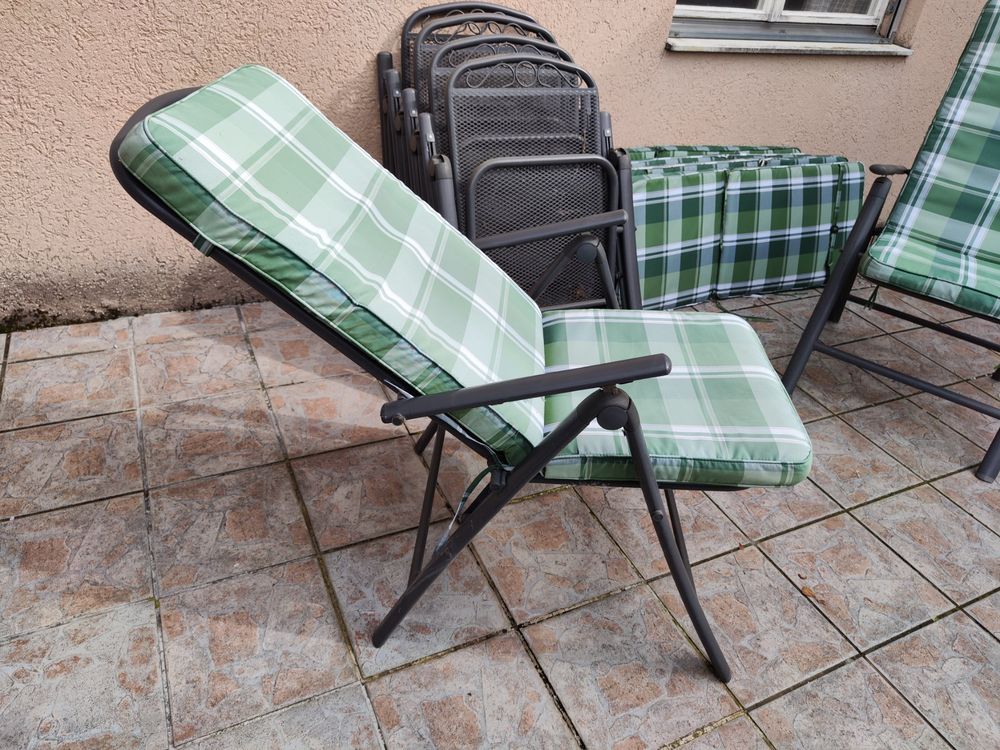 6x Gartenstühle Hochlehner Klappsessel positionierbar Metall Kaufen