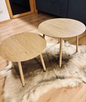 Beistelltische Couchtische rund Holz 2er Set neuwertig