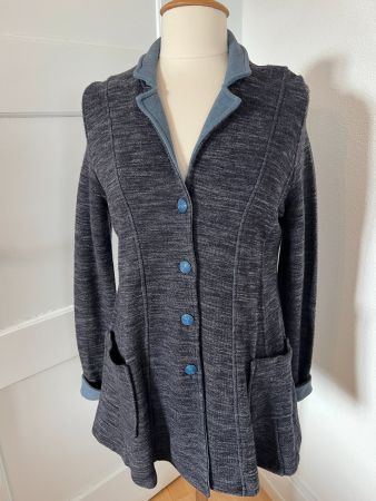 Colora Damen Long Jacke, Gr. XS, Grau/Blau, NEU