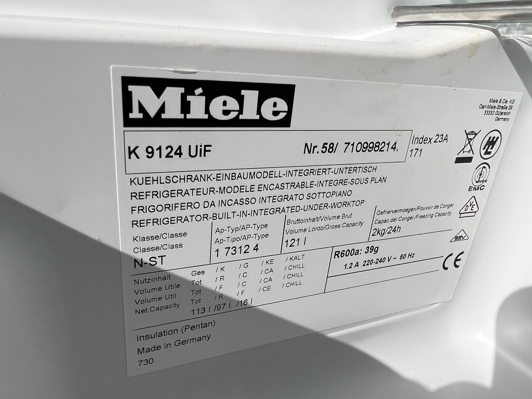 Miele Kühlschrank: Miele Einbaukühlschrank mit Gefrierfach – Gebraucht aus Hergiswil von sar_mw5s 4