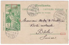 5 Rp. UPU Postkarte von GRINDELWALD nach BASEL