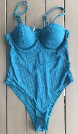 Badekleid Petrol Feinripp, Gr. M