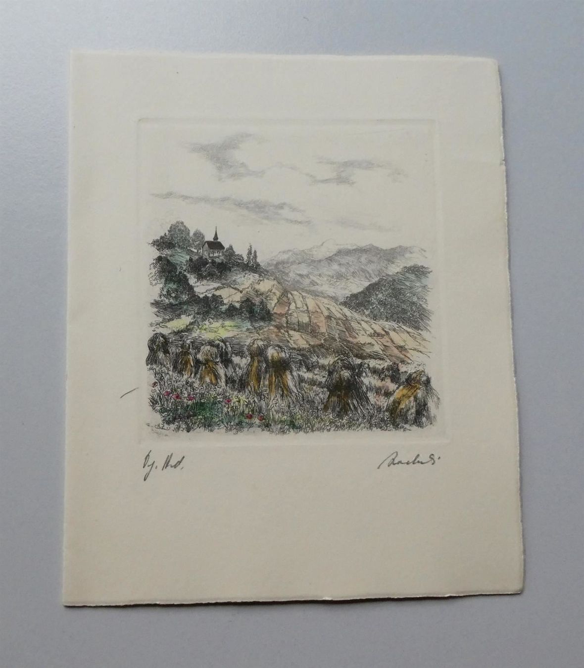 Gemälde: Original Radierung  Landschaft Heinzen – Gebraucht aus Frauenfeld von Astra13