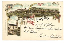 Gruss aus Regensberg (ZH) Dielsdorf - uralte Litho - 1896 !