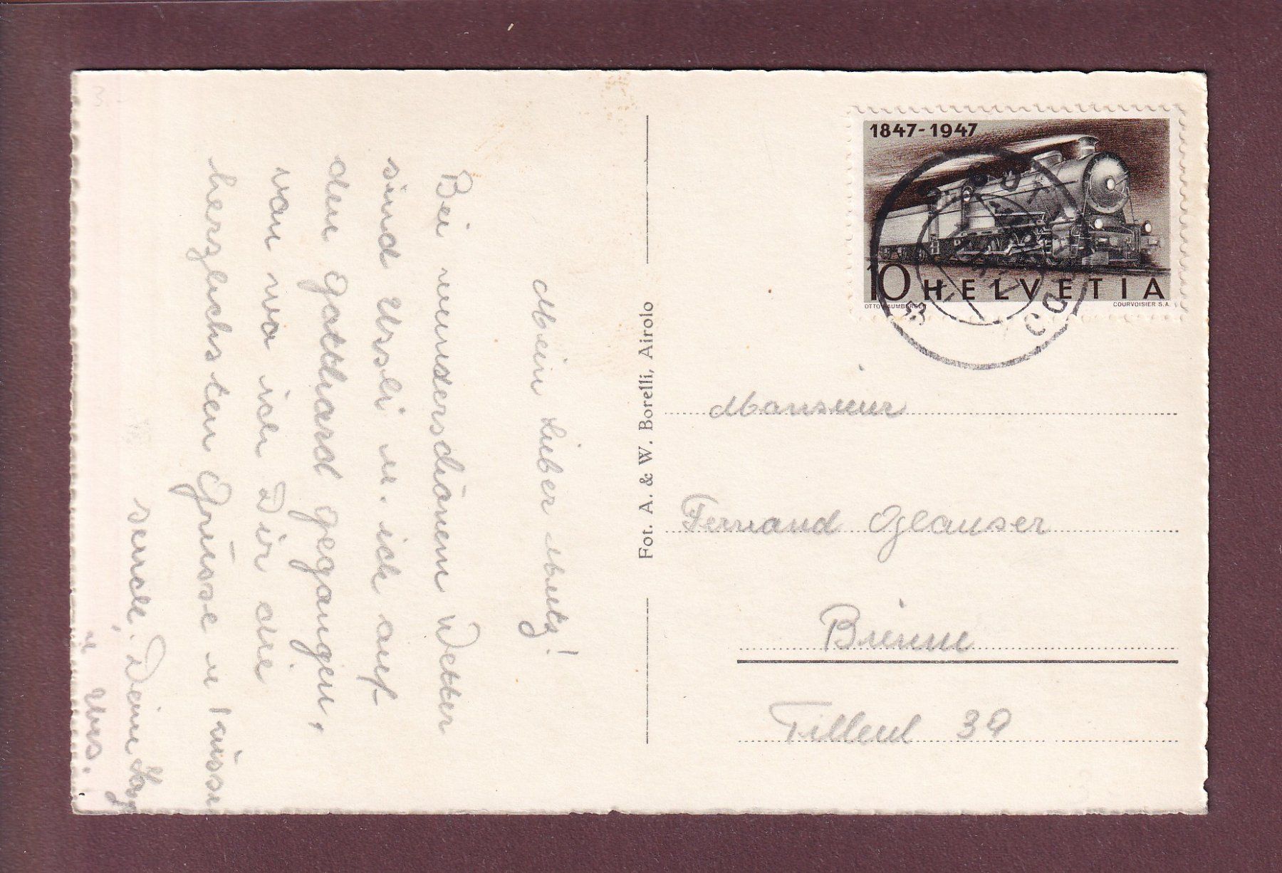 Cartoline postali: SAN GOTTARDO - Monumento Guex - 1947 – Usato da Pully venduto da nicecards 1