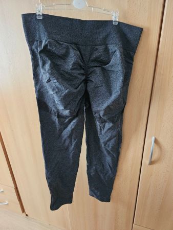 Graue Sport Leggings, Damen Fitness Yoga Hose, Grösse XXXL