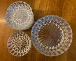 Kristall-Schüssel und 6 Schalen Set, Vintage-Design