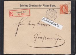 ALPNACH STAD 1896. BETRIEB DIR, PILATUS BAHN BRIEF EINSCHRE