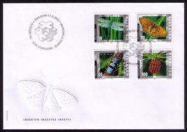 2002_1061-64_INSEKTEN_Königslibelle_Schmetterling_Käfer…_FDC