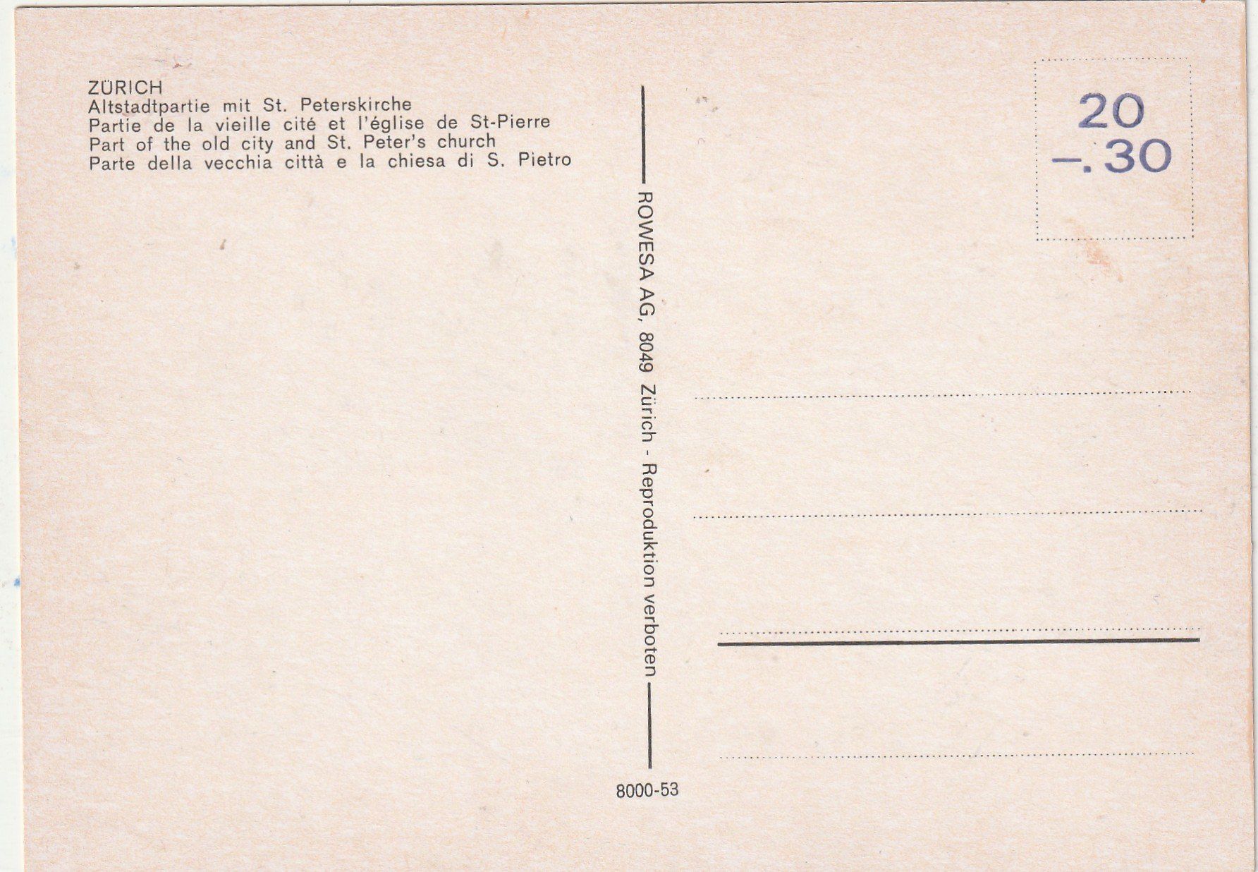 Cartoline postali: Zürich Altstadtpartie – Usato da Lumbrein venduto da made02 1